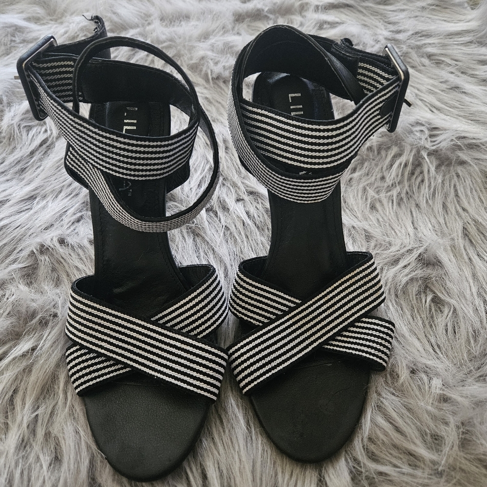 Cute Stripe Fabric Texture Strappy Heels